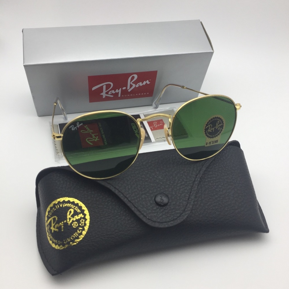 RB3447 001 Gold Dark-Green Sunglasses Rayban